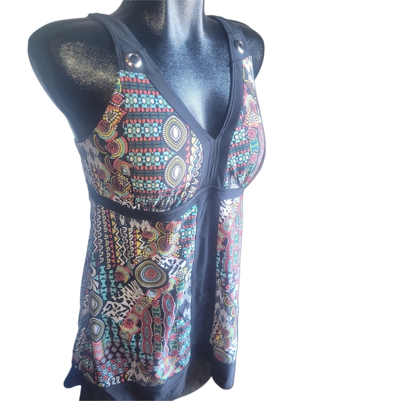 Ile Moreau Colorful Patterned 1 Piece Swimsuit L - Picture 2 of 3